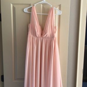 Azazie pink blush maternity bridesmaids dress